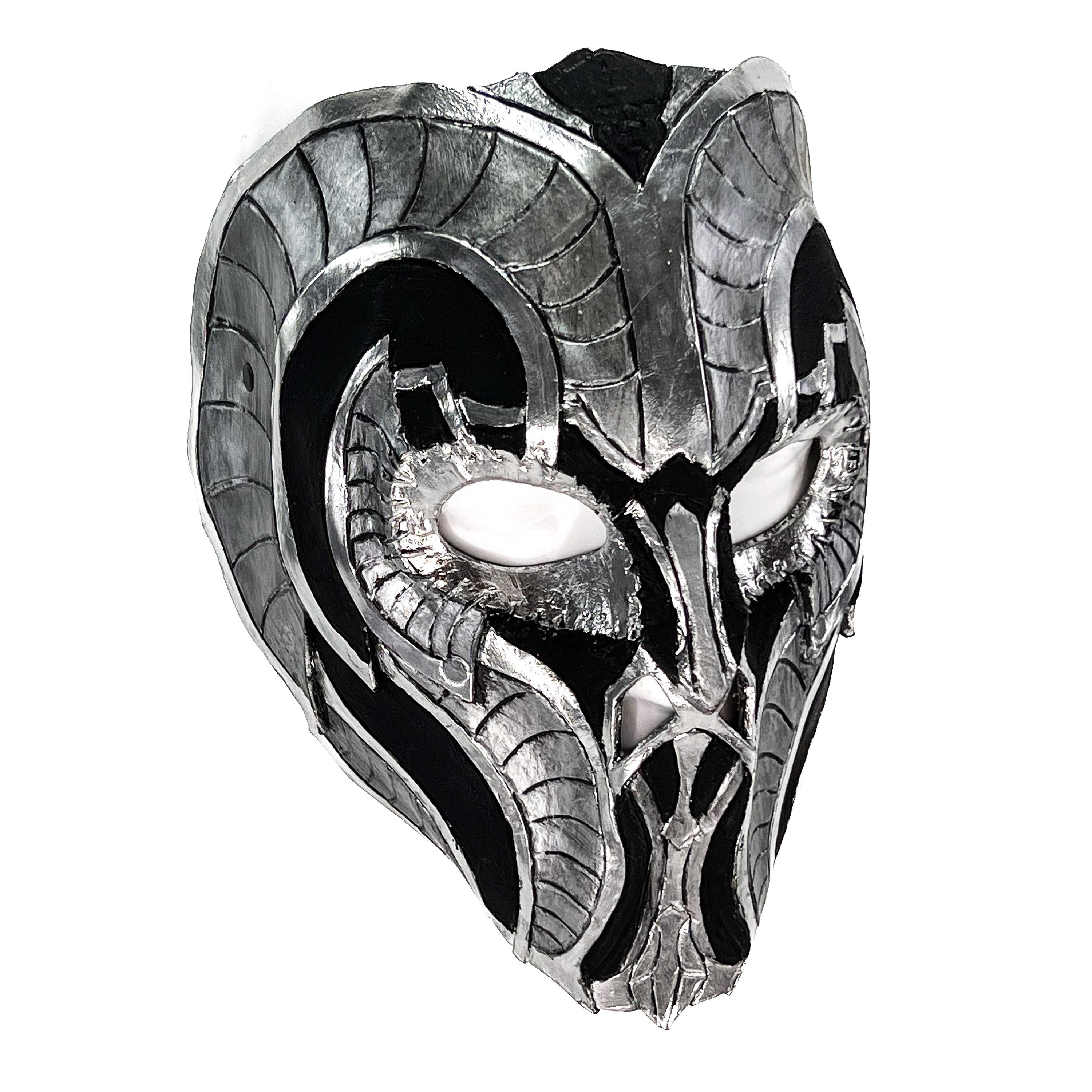 Battle Mask - Handmade Genuine Leather Mask in Silvers and Matte Black Rockwell Masks