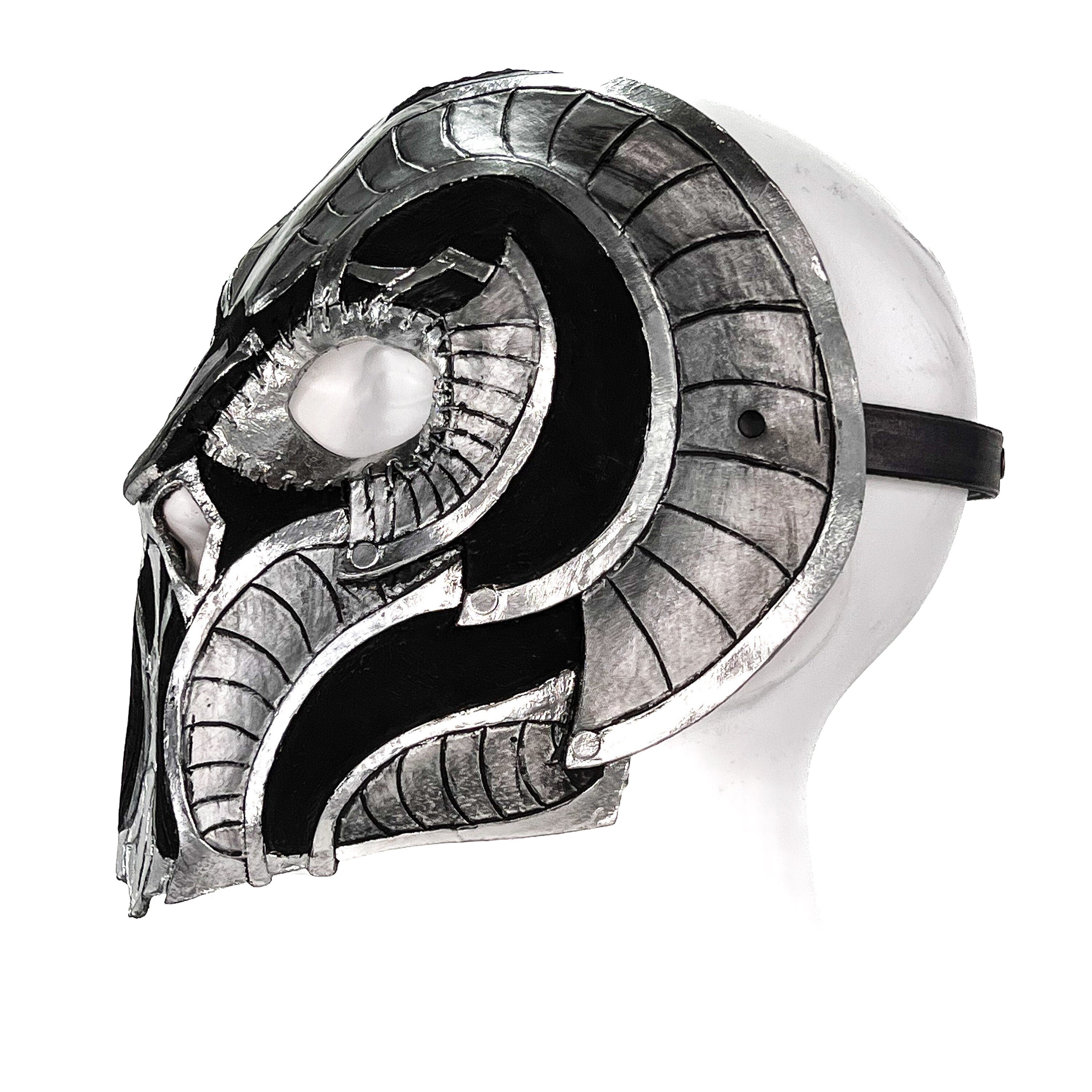 Battle Mask - Handmade Genuine Leather Mask in Silvers and Matte Black Rockwell Masks