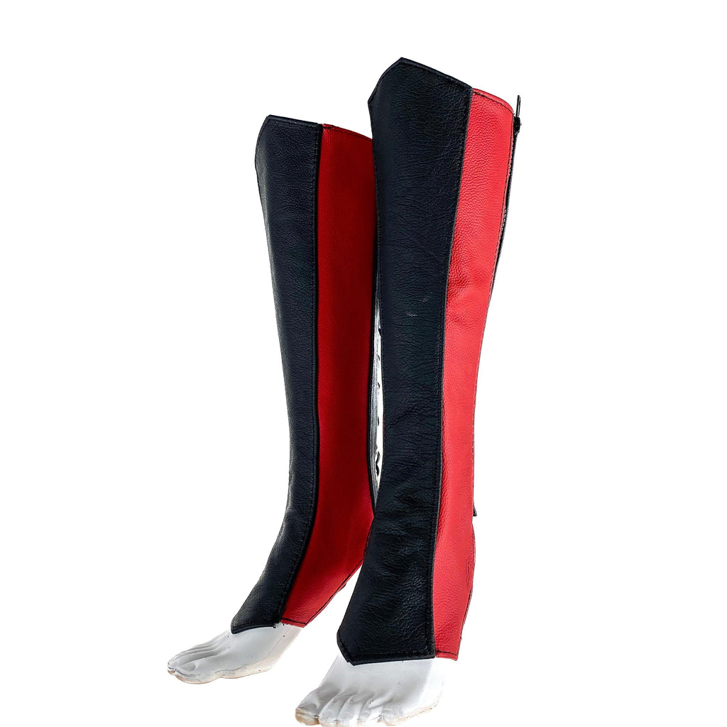 Genuine All Leather Kick Guards - Trapeze Boots - Zipper and Lace Closure - Aerial Boots/Gaiters - for Acrobatics, Costume, Wrestling Rockwell Masks