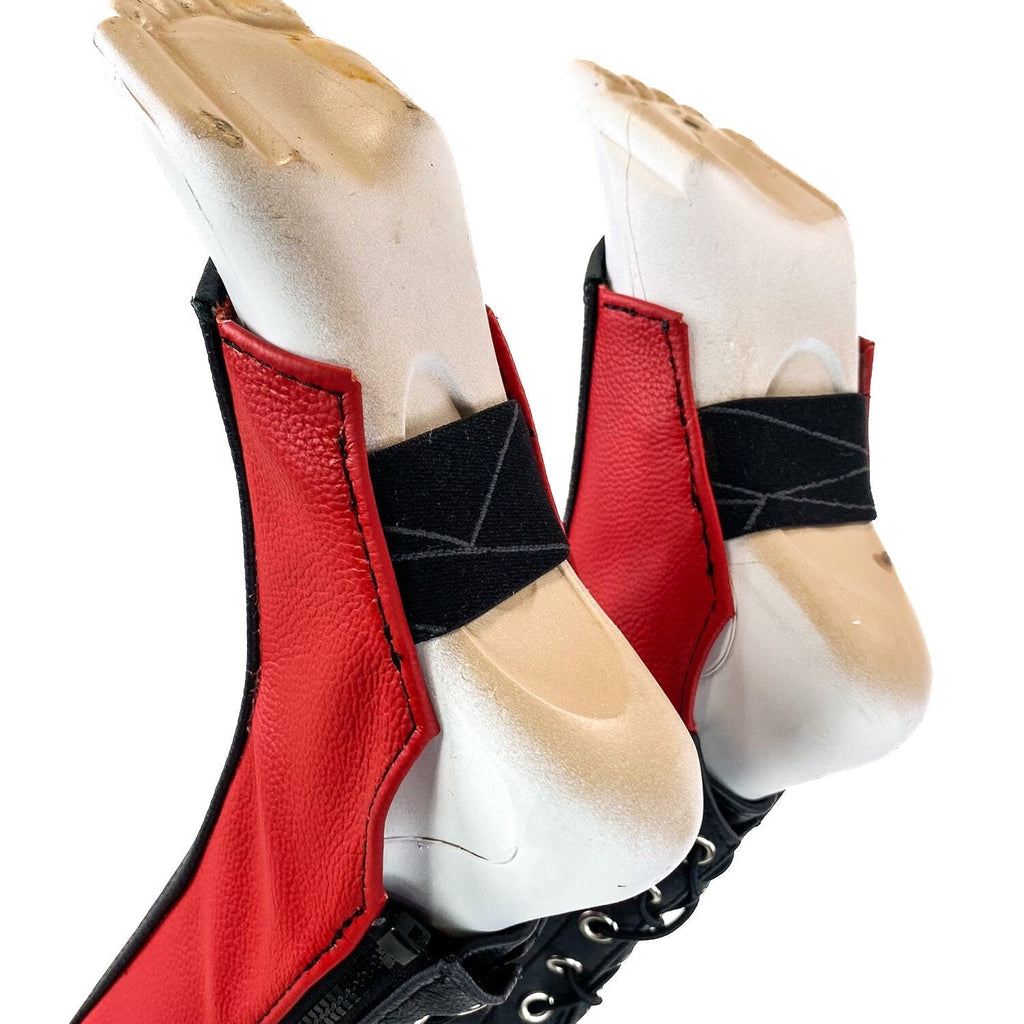 Genuine All Leather Kick Guards - Trapeze Boots - Zipper and Lace Closure - Aerial Boots/Gaiters - for Acrobatics, Costume, Wrestling Rockwell Masks