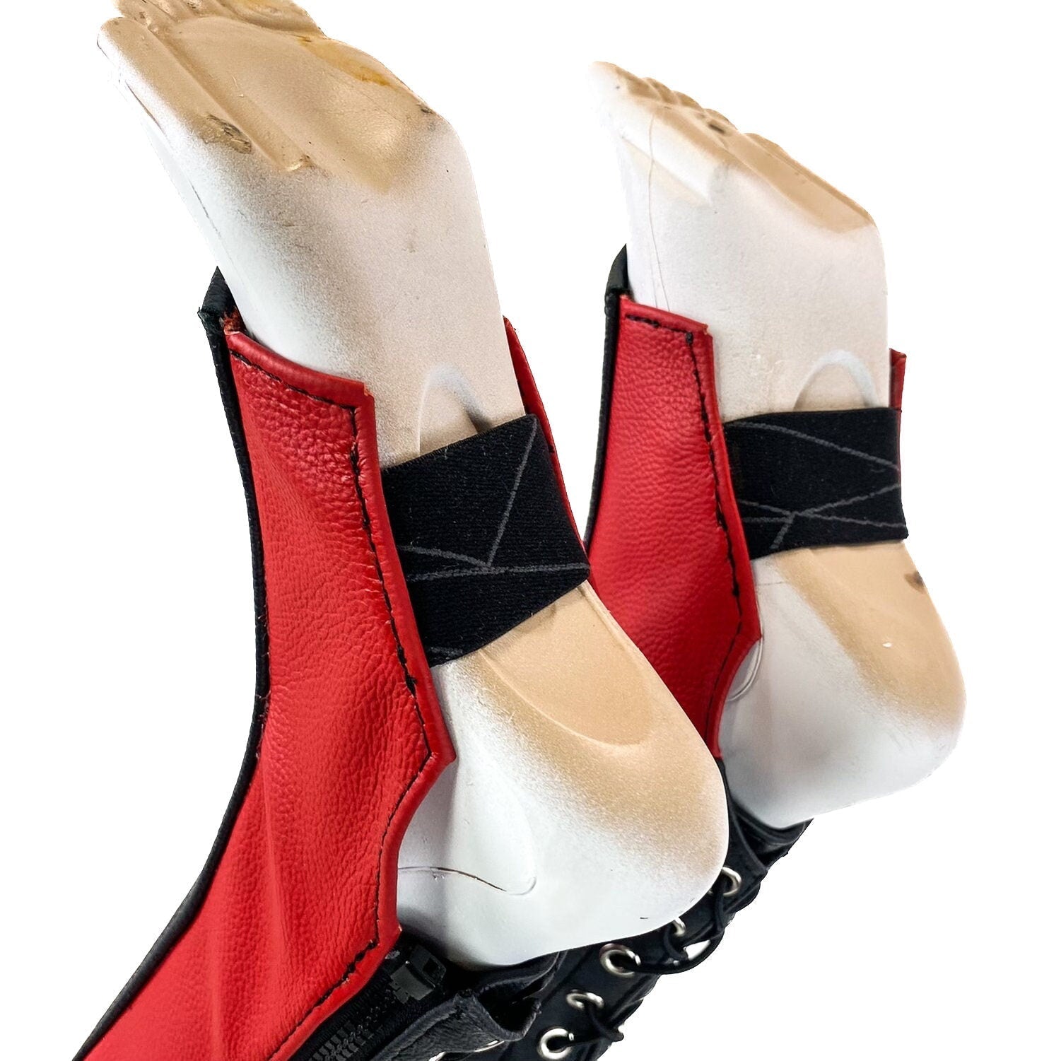 Genuine All Leather Kick Guards - Trapeze Boots - Zipper and Lace Closure - Aerial Boots/Gaiters - for Acrobatics, Costume, Wrestling Rockwell Masks