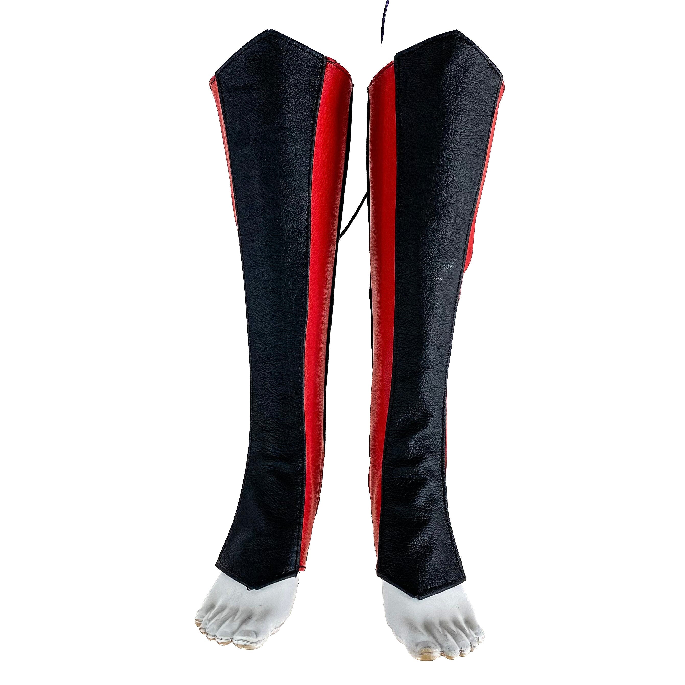 Genuine All Leather Kick Guards - Trapeze Boots - Zipper and Lace Closure - Aerial Boots/Gaiters - for Acrobatics, Costume, Wrestling Rockwell Masks