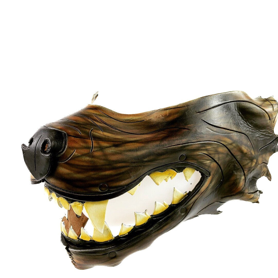 Mad Dog Handcrafted Genuine Leather Wolf Mask Rockwell Masks