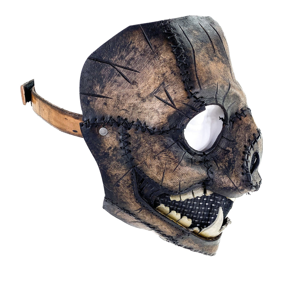 Evil Swine - Genuine Leather Mask - Charred Remains Horror Pig  - Handmade Full Face Cover for Halloween or Performance Costume Rockwell Masks