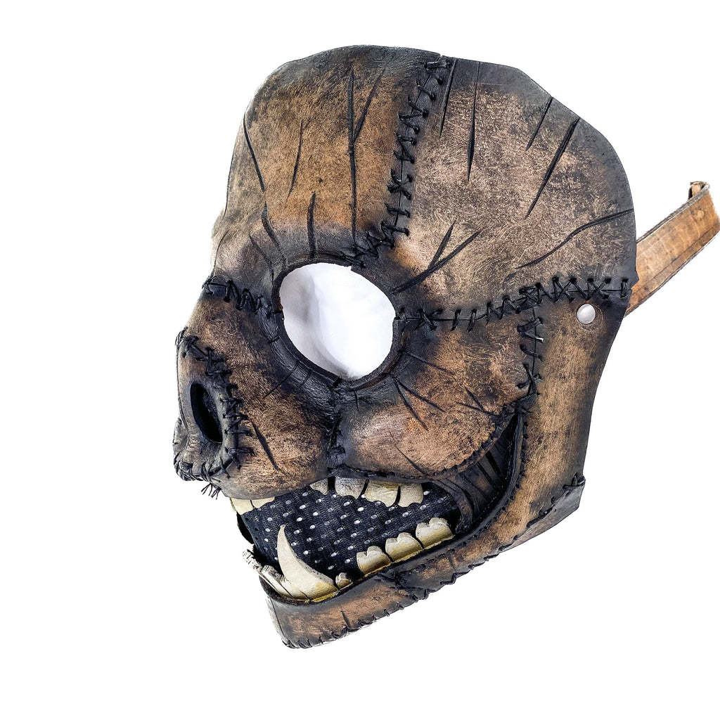 Evil Swine - Genuine Leather Mask - Charred Remains Horror Pig  - Handmade Full Face Cover for Halloween or Performance Costume Rockwell Masks