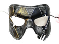 Harlequin Handmade Genuine Leather Mask in Blue White Black and Gold Rockwell Masks