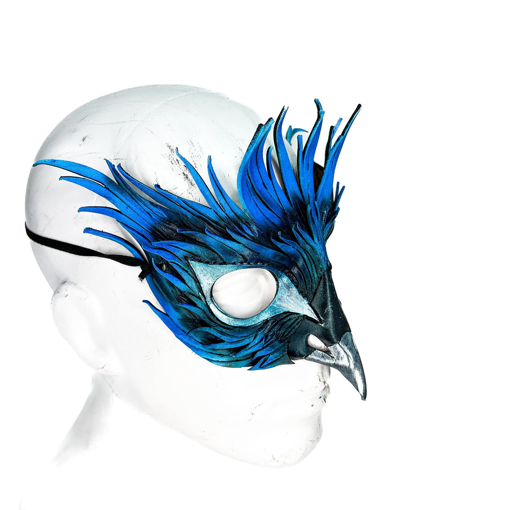 Layered Blue Phoenix Handmade Genuine Leather Mask Rockwell Masks