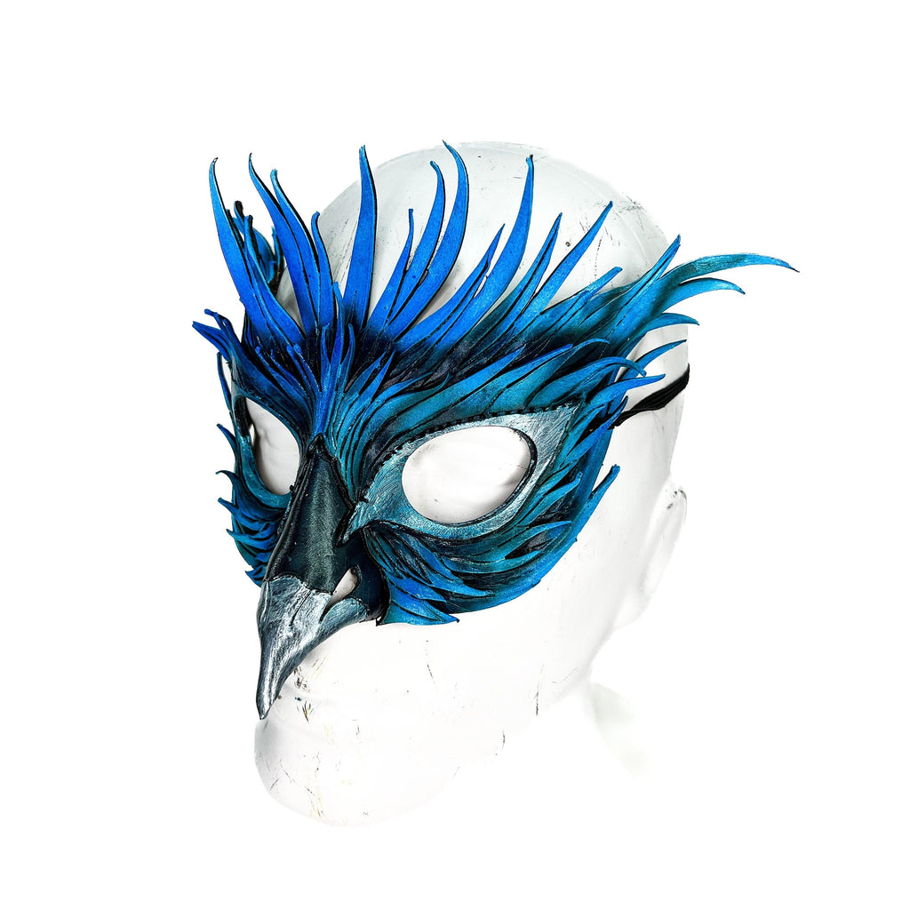 Layered Blue Phoenix Handmade Genuine Leather Mask Rockwell Masks