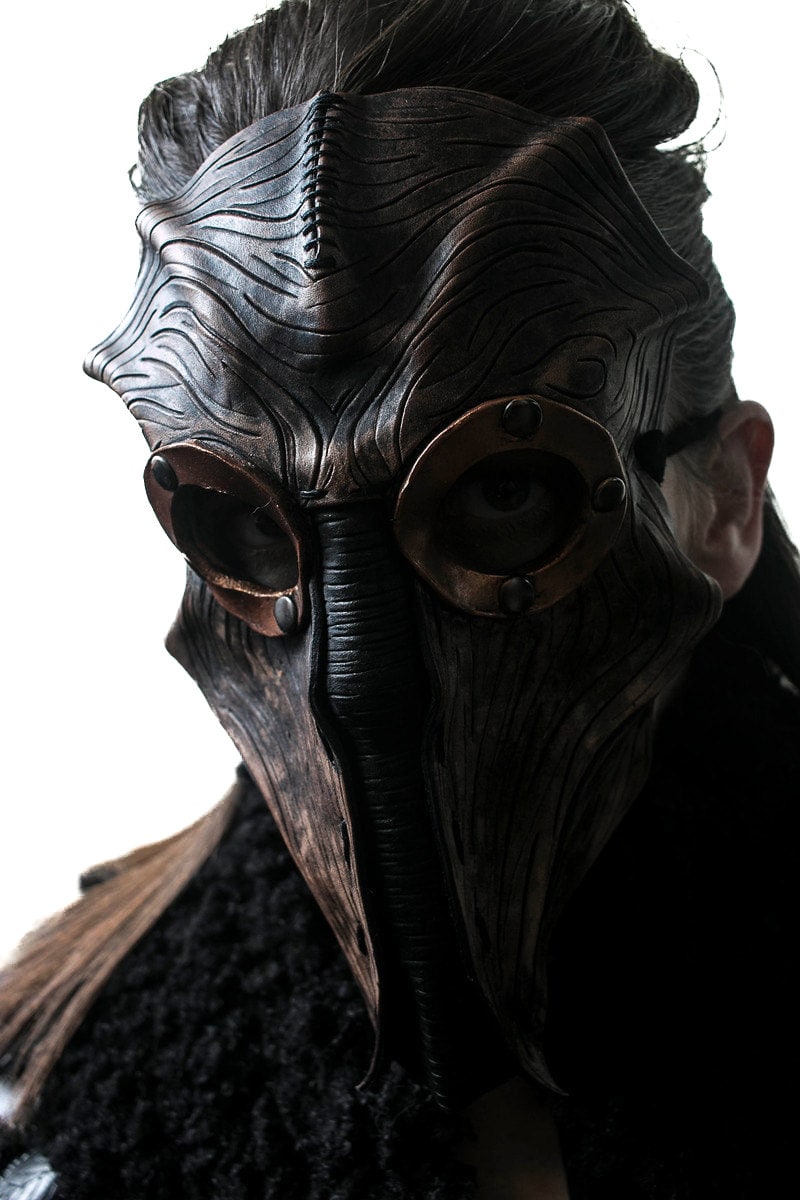 Steampunk Inspired Handmade Genuine Leather Mask in Brown Rockwell Masks