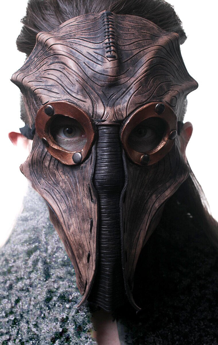 Steampunk Inspired Handmade Genuine Leather Mask in Brown Rockwell Masks