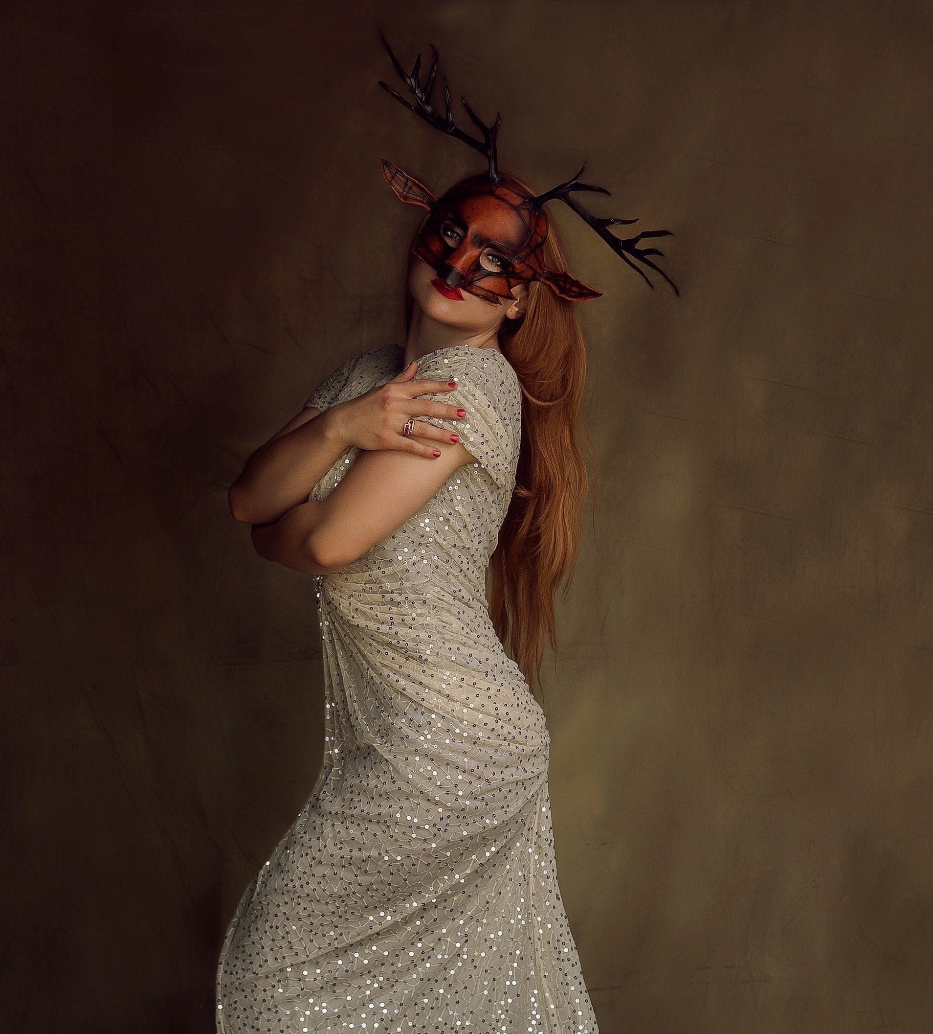 Geometric Buck Deer Genuine Leather Mask Rockwell Masks