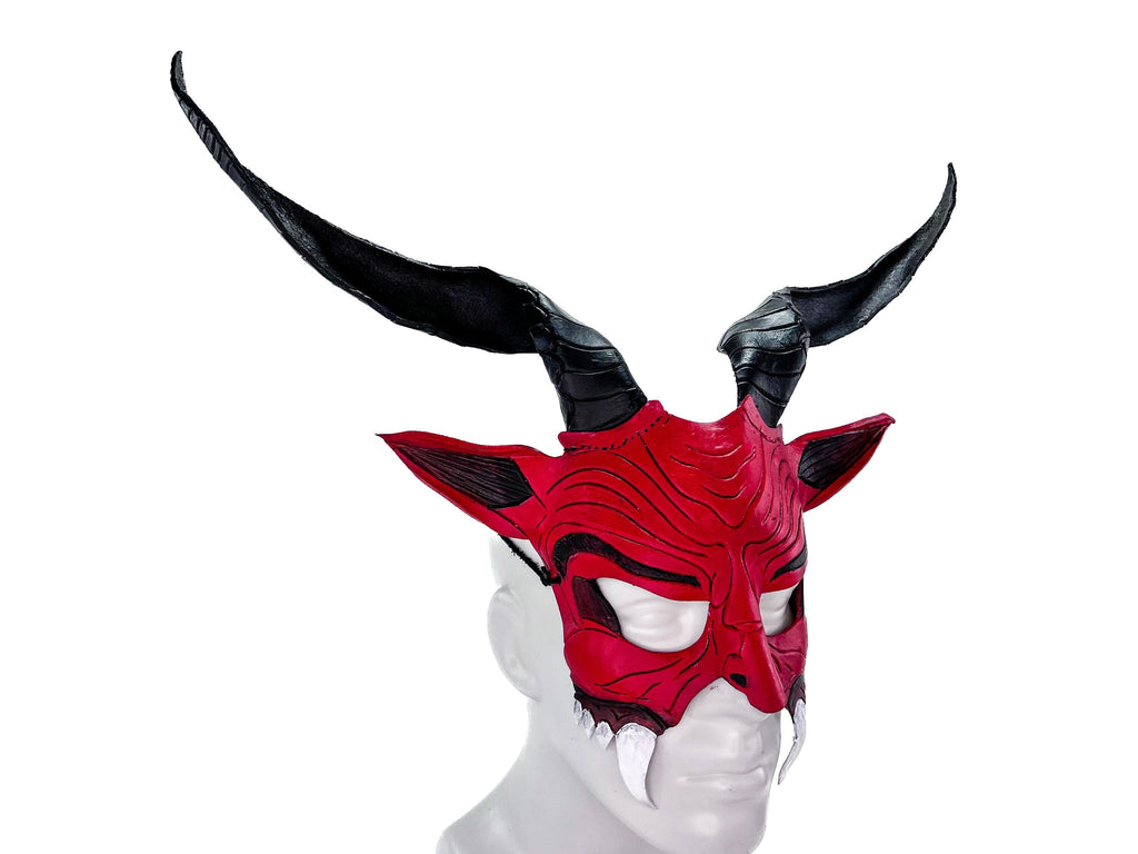 Krampus Handmade Genuine Leather Mask for Masquerade Cosplay or Halloween Costumes Rockwell Masks