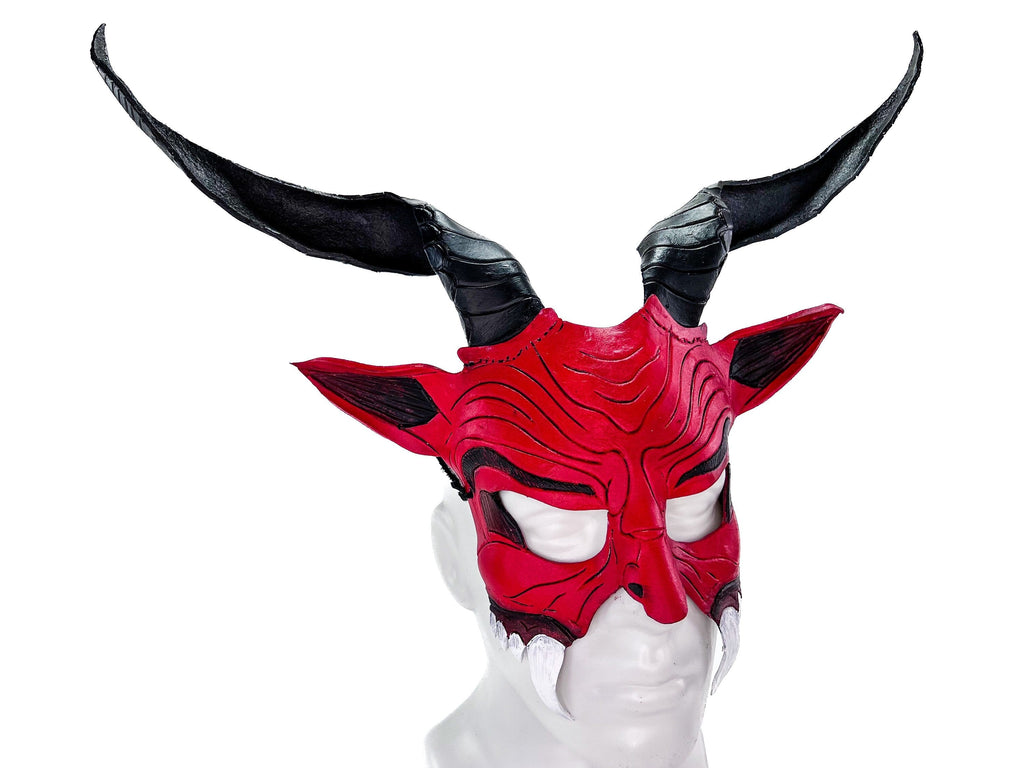 Krampus Handmade Genuine Leather Mask for Masquerade Cosplay or Halloween Costumes Rockwell Masks
