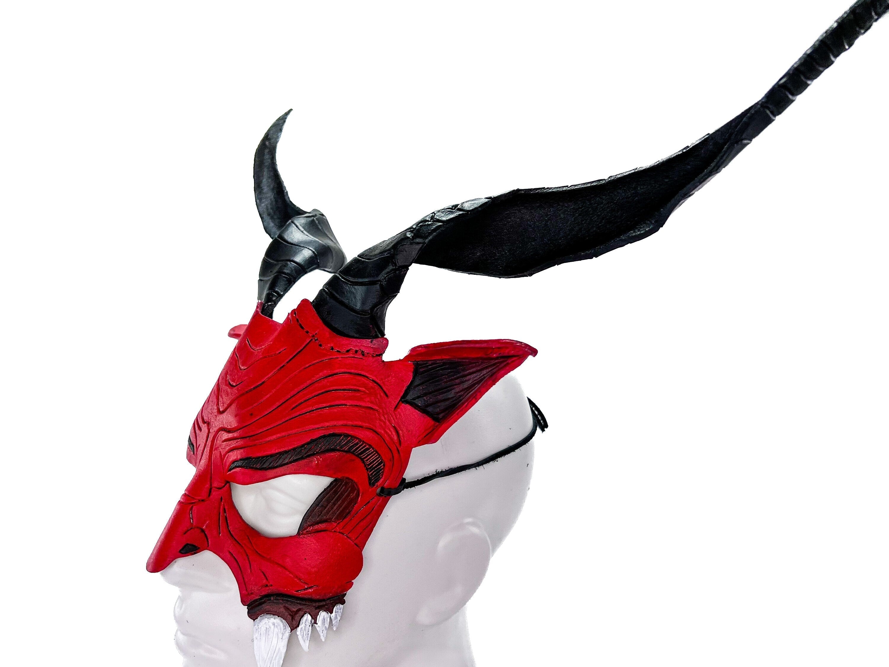 Krampus Handmade Genuine Leather Mask for Masquerade Cosplay or Halloween Costumes Rockwell Masks