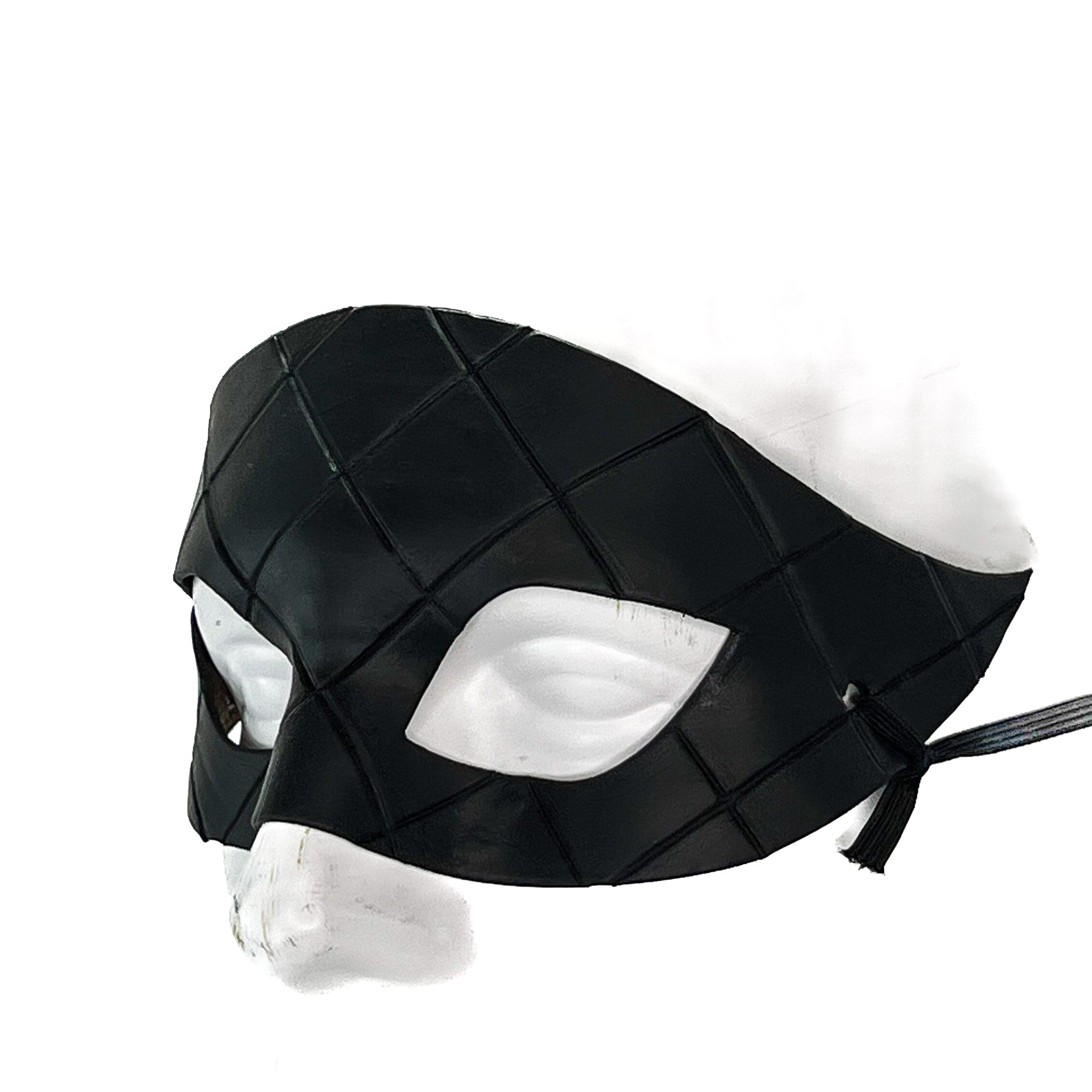 Masquerade Handmade Genuine Leather Mask in Black for Masquerades Halloween or Cosplay Rockwell Masks