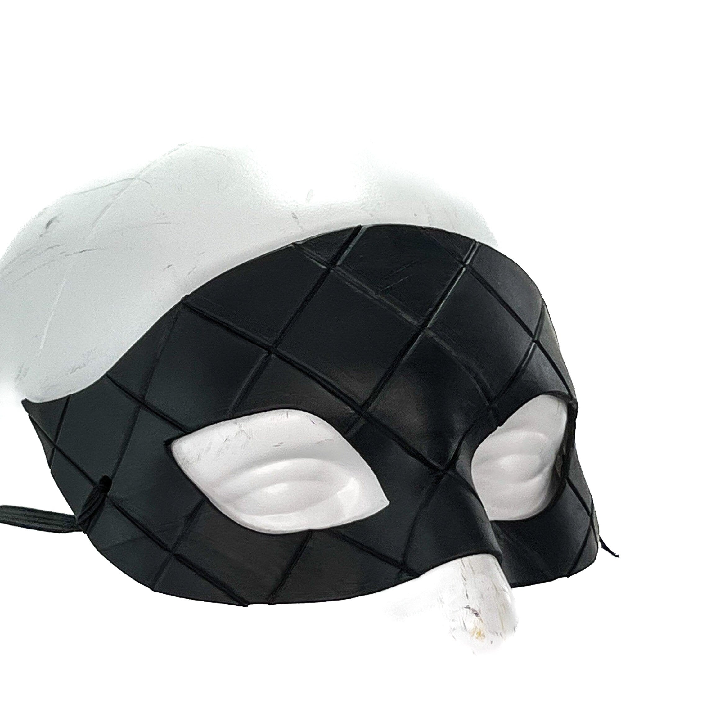 Masquerade Handmade Genuine Leather Mask in Black for Masquerades Halloween or Cosplay Rockwell Masks