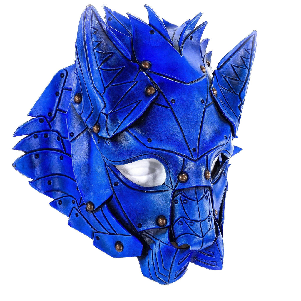 Feline Blue Handmade Genuine Leather Rockwell Masks