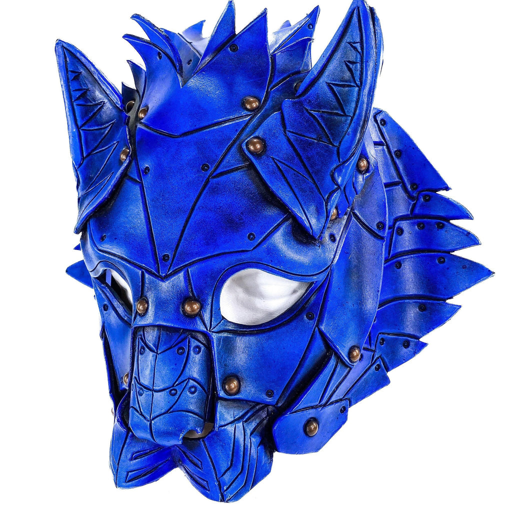 Feline Blue Handmade Genuine Leather Rockwell Masks