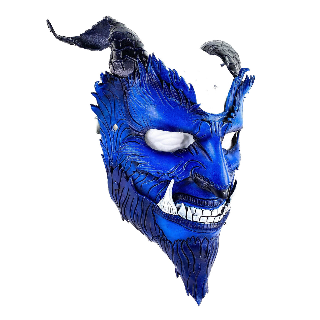 The Beast - Handmade Genuine Leather Mask with Horns in Natural Colors Rockwell Masks