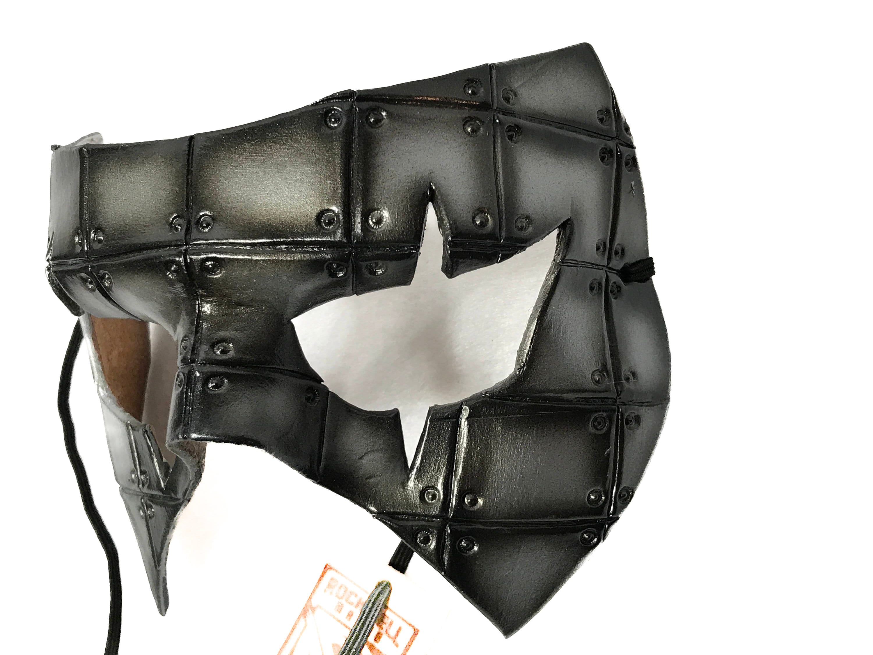 Silver Handmade Genuine Leather Mask in Rusted Steel Pattern Rockwell Masks