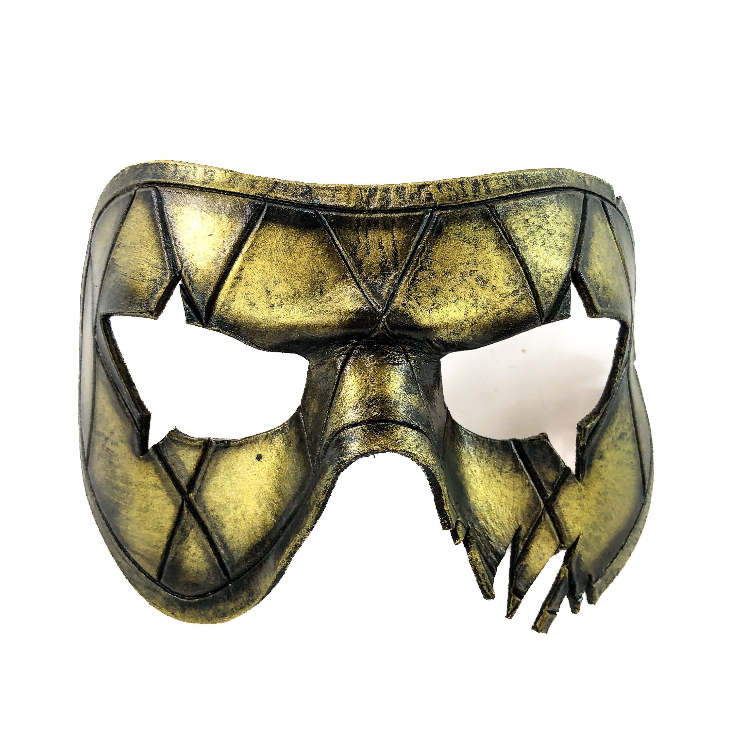 Harlequin Handmade Genuine Leather Mask in Gold Rockwell Masks