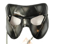 Silver Harlequin Handmade Genuine Leather Mask in Black and Silver Rockwell Masks