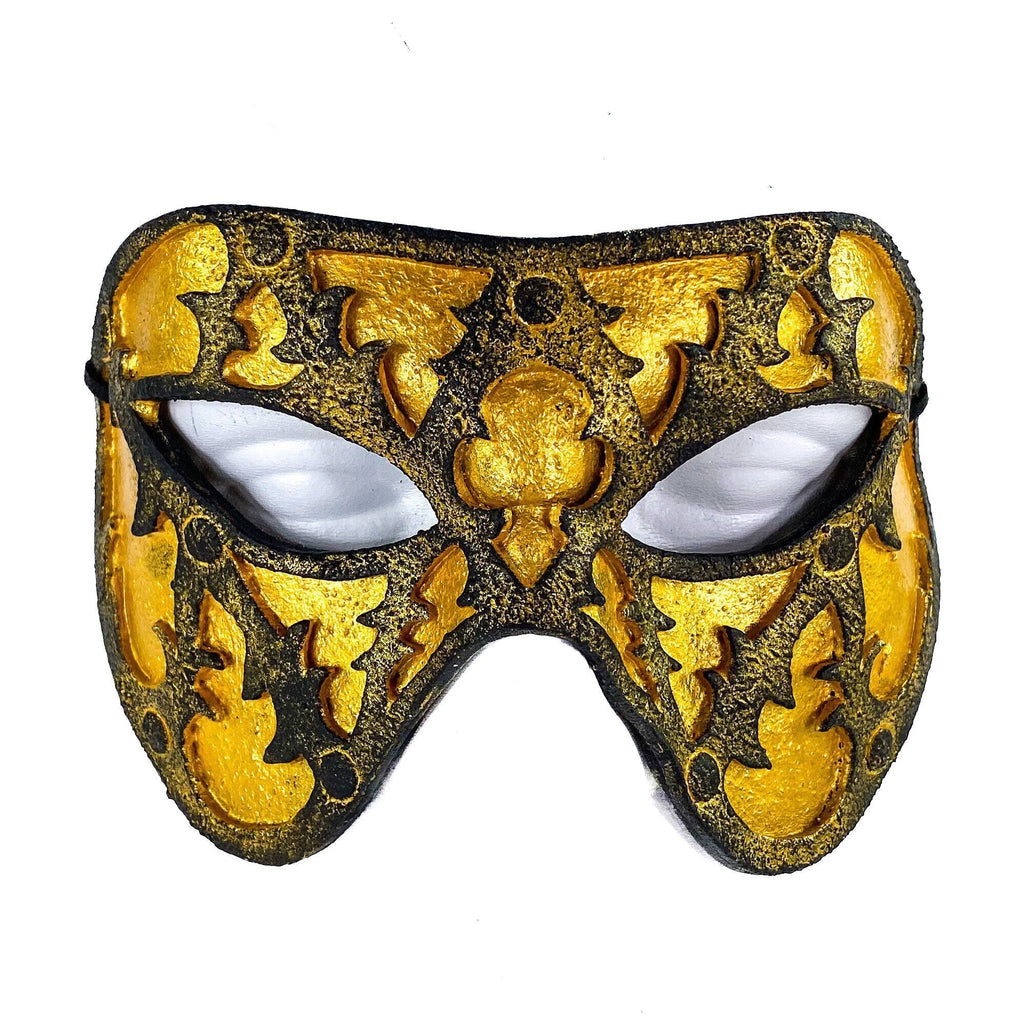 Dual Layer Handmade Genuine Leather Mask in Gold and Black Rockwell Masks