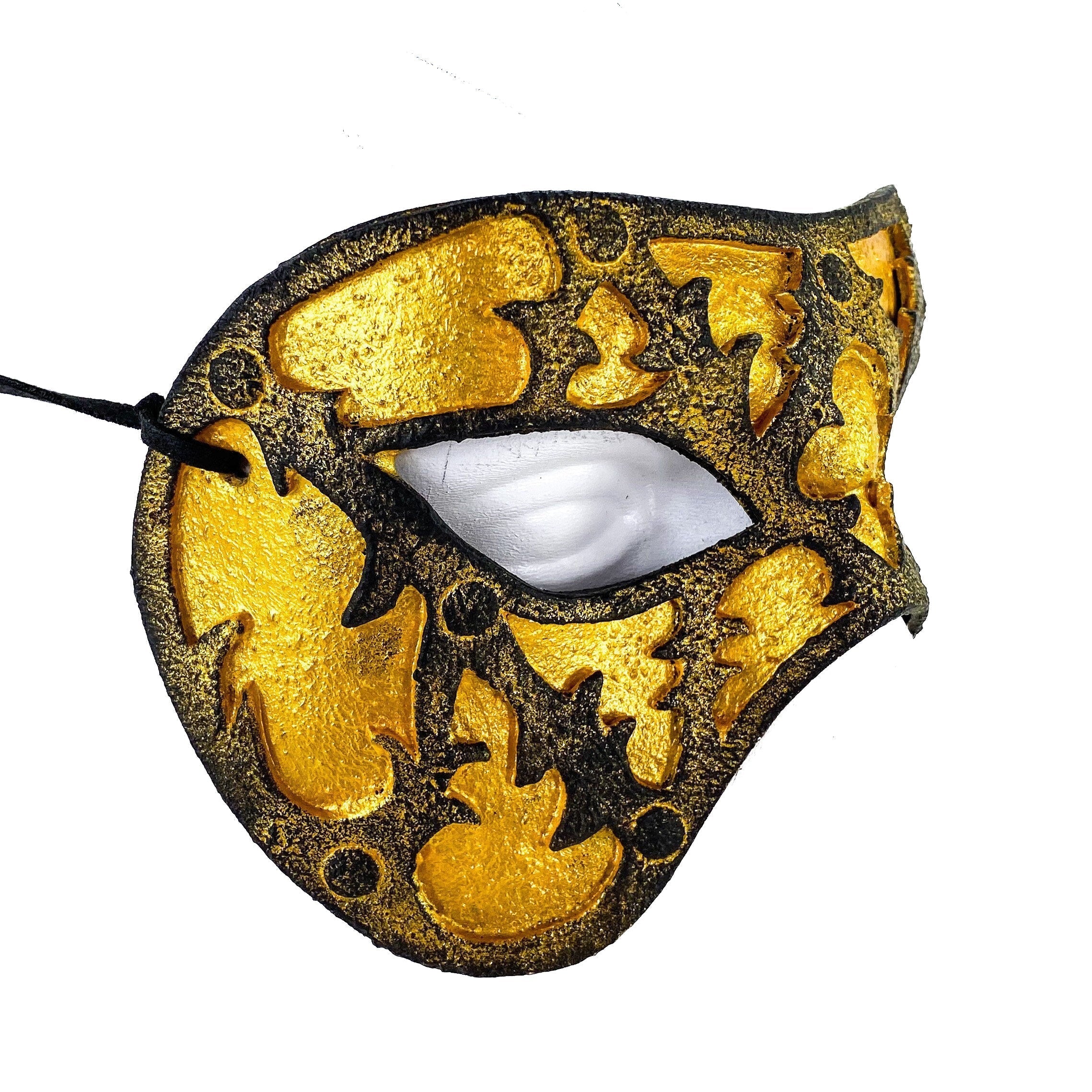 Dual Layer Handmade Genuine Leather Mask in Gold and Black Rockwell Masks