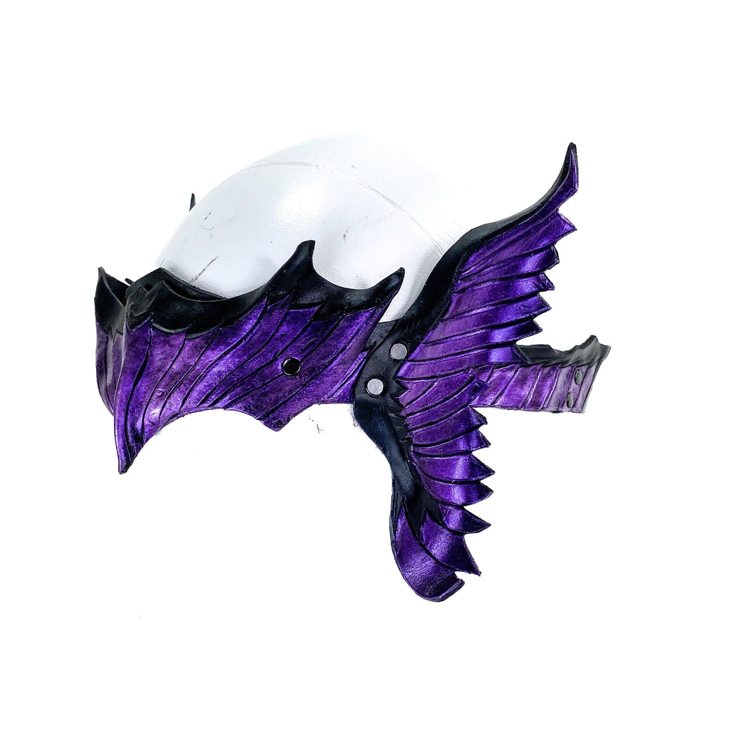 Masquerade Crown of Handmade Genuine Leather in  Purple and Black Rockwell Masks