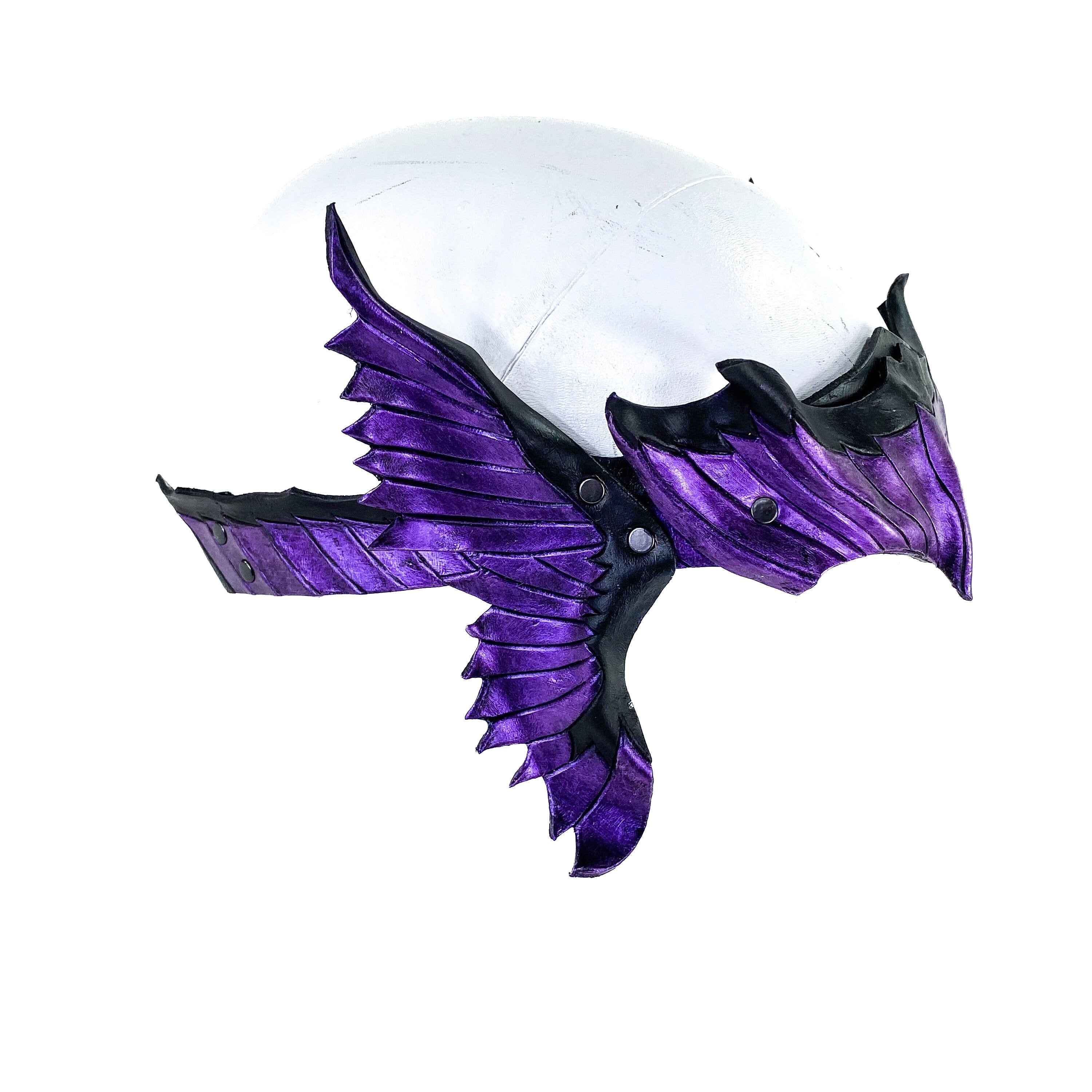 Masquerade Crown of Handmade Genuine Leather in  Purple and Black Rockwell Masks
