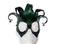 Handmade Genuine Leather Five Point Jester Mask in Green and Black Rockwell Masks