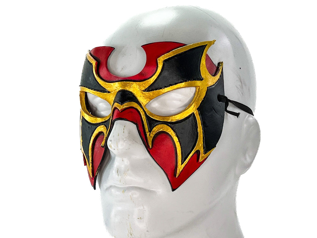 Super Hero Wrestling Mask Handmade Genuine Leather Mask in Red and Gold Rockwell Masks