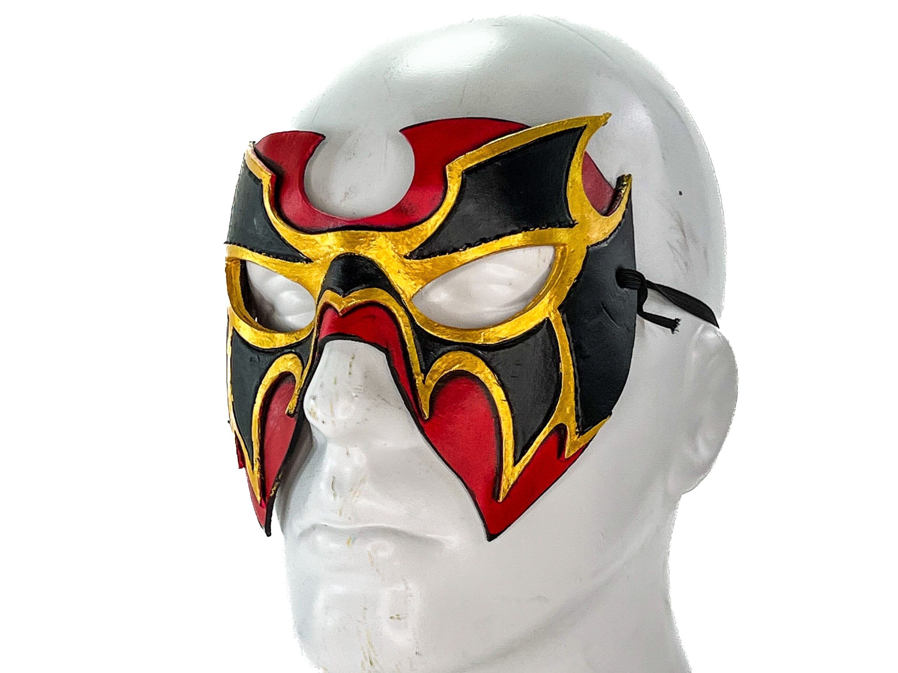 Super Hero Wrestling Mask Handmade Genuine Leather Mask in Red and Gold Rockwell Masks