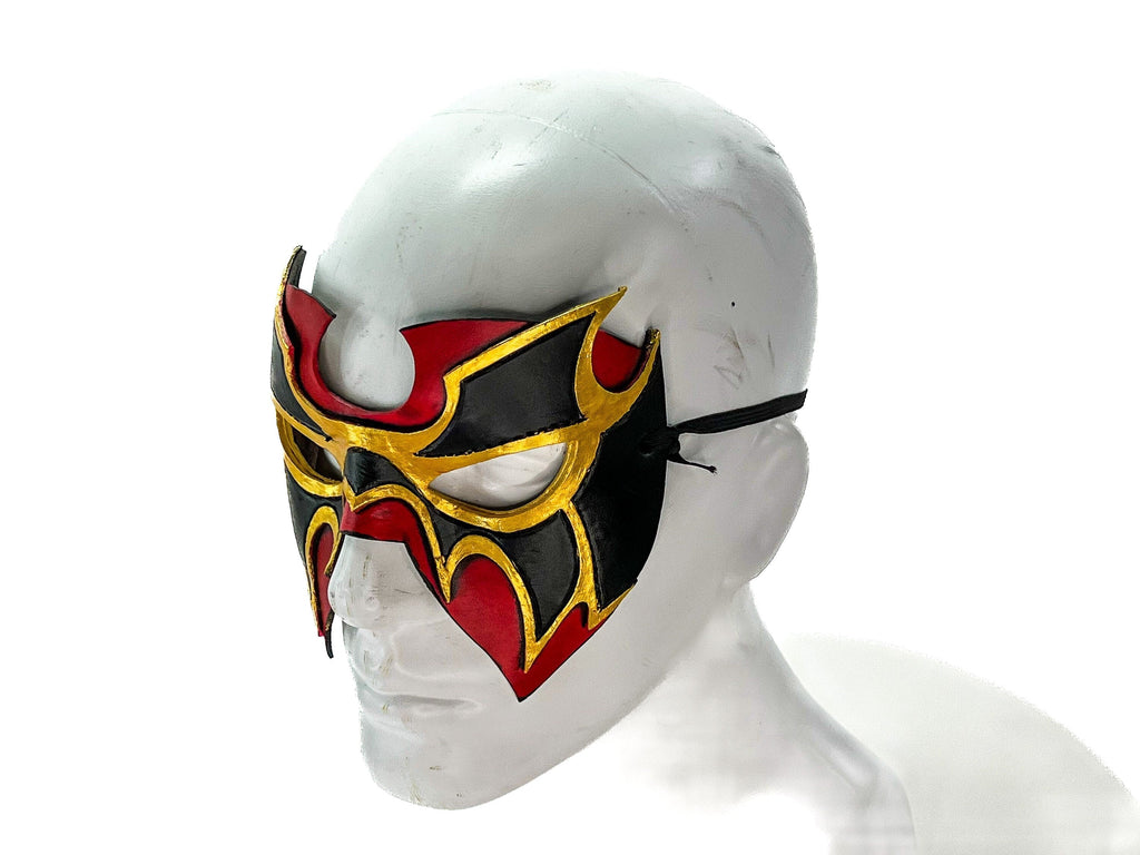 Super Hero Wrestling Mask Handmade Genuine Leather Mask in Red and Gold Rockwell Masks