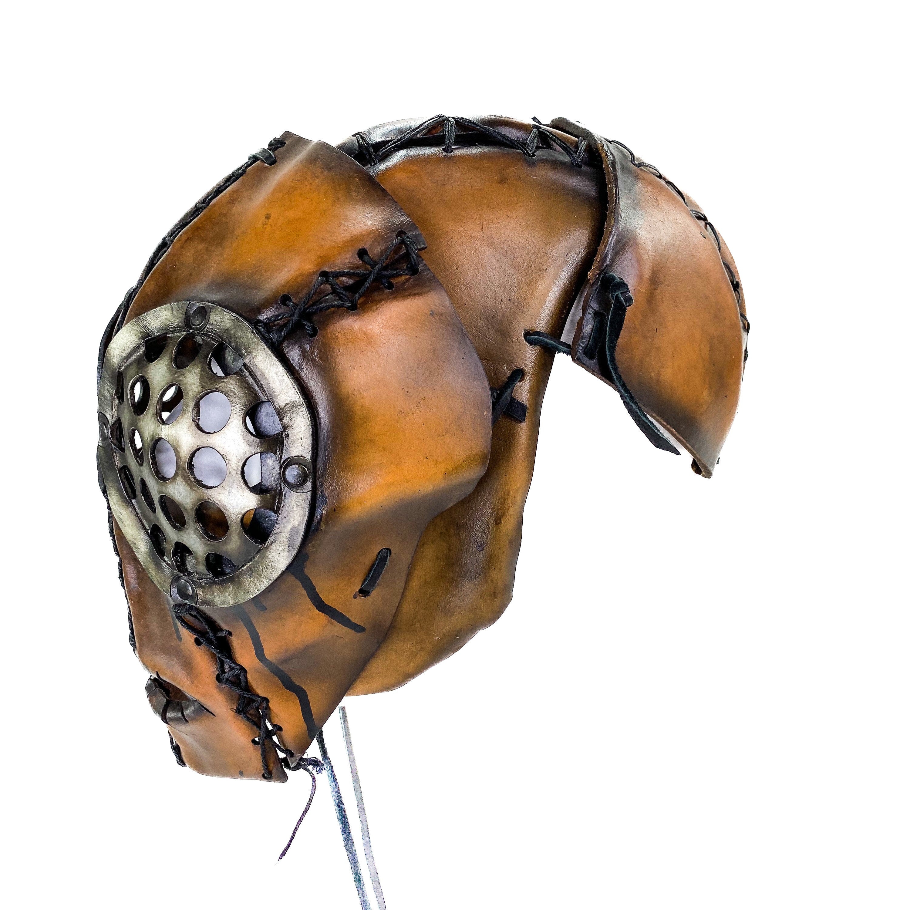 The Toy  - Handmade Leather Mask with Pull Ties Rockwell Masks