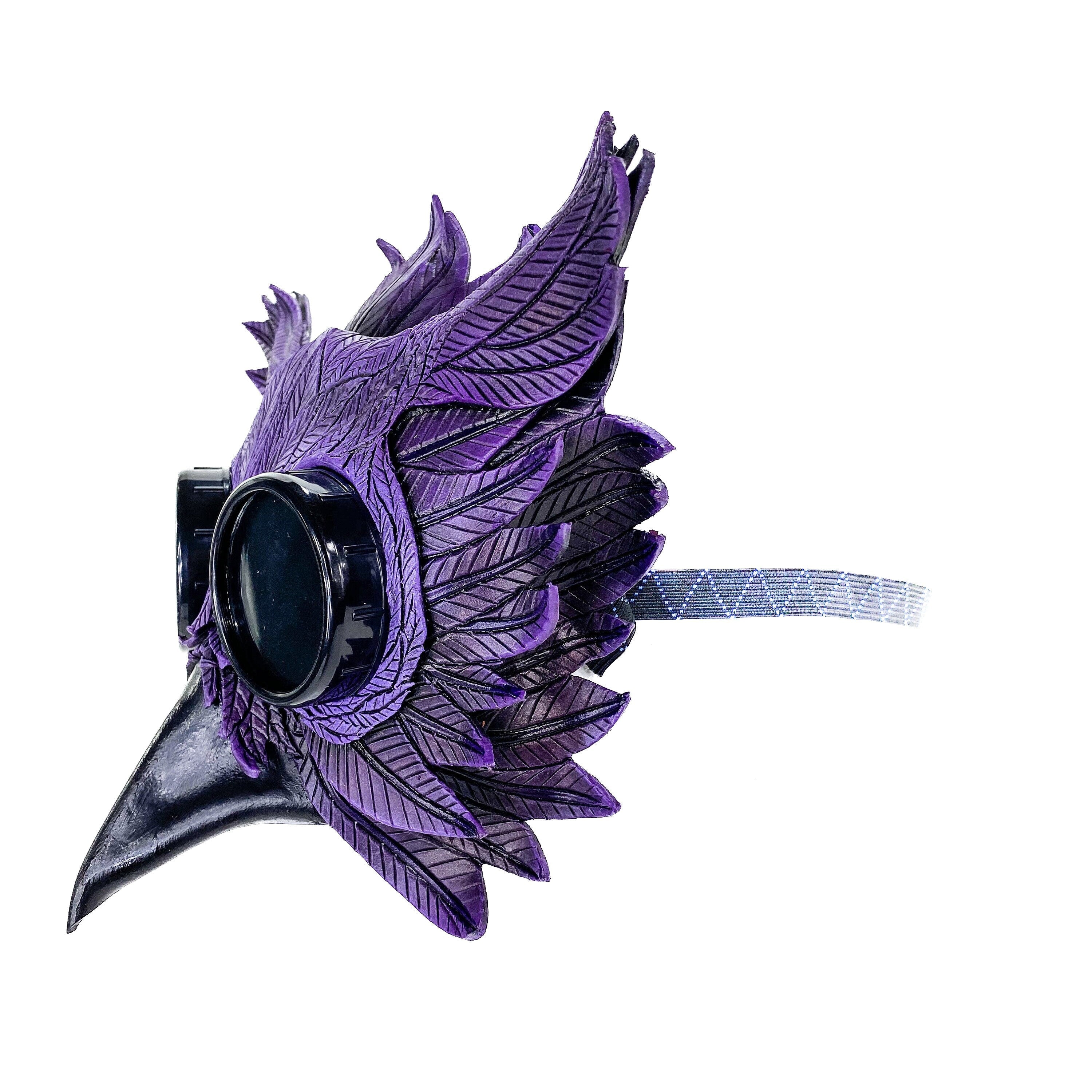 Purple Horned Owl Goggles Handmade Genuine Leather Mask Rockwell Masks