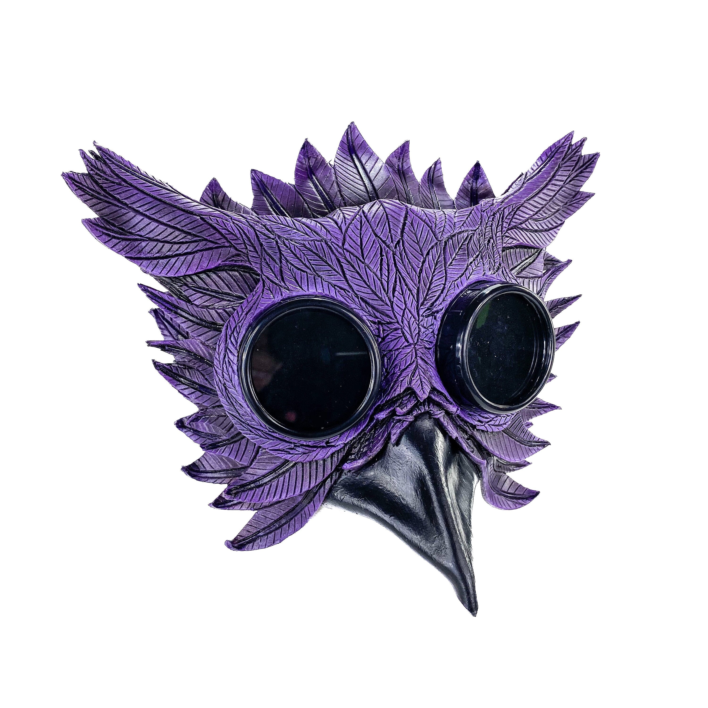Purple Horned Owl Goggles Handmade Genuine Leather Mask Rockwell Masks