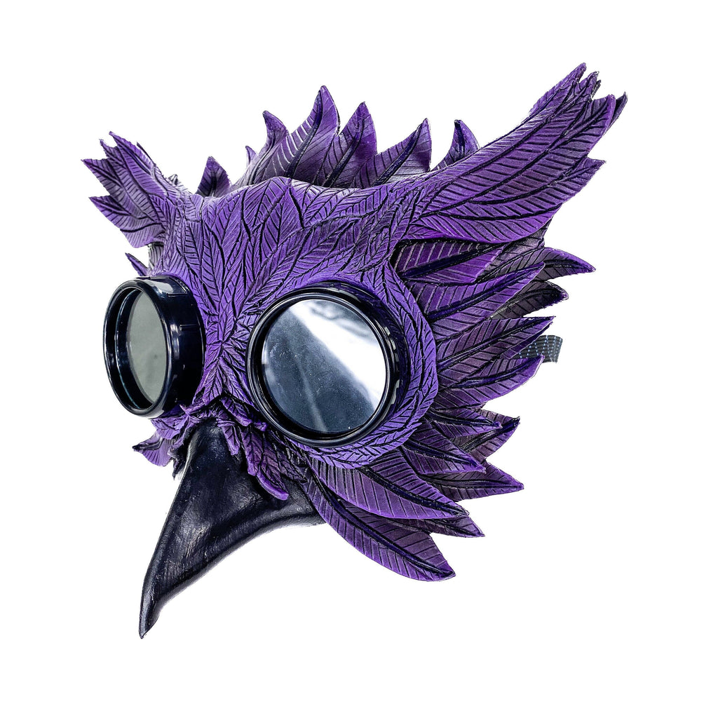 Purple Horned Owl Goggles Handmade Genuine Leather Mask Rockwell Masks
