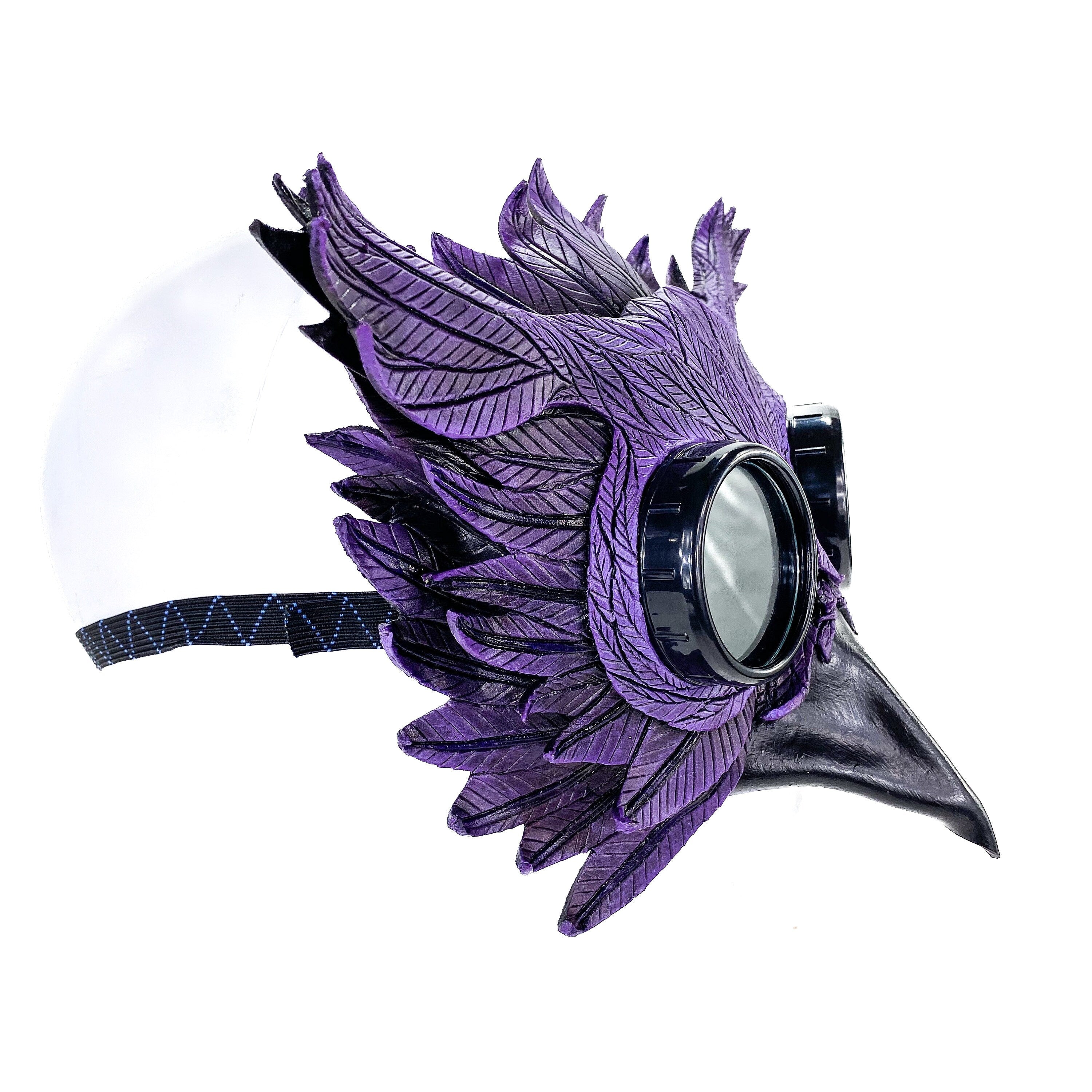 Purple Horned Owl Goggles Handmade Genuine Leather Mask Rockwell Masks