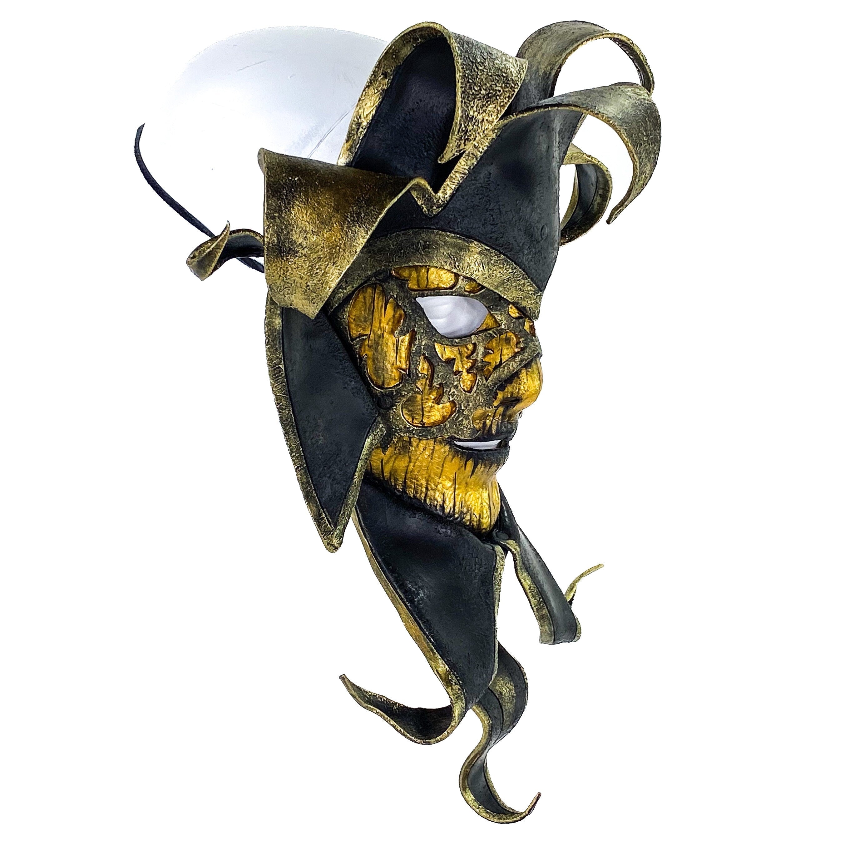 Venetian inspired Jester Mask in Gold and Black - Wearable or Wall Art Rockwell Masks