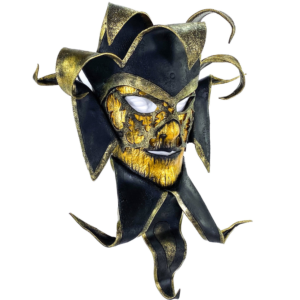 Venetian inspired Jester Mask in Gold and Black - Wearable or Wall Art Rockwell Masks