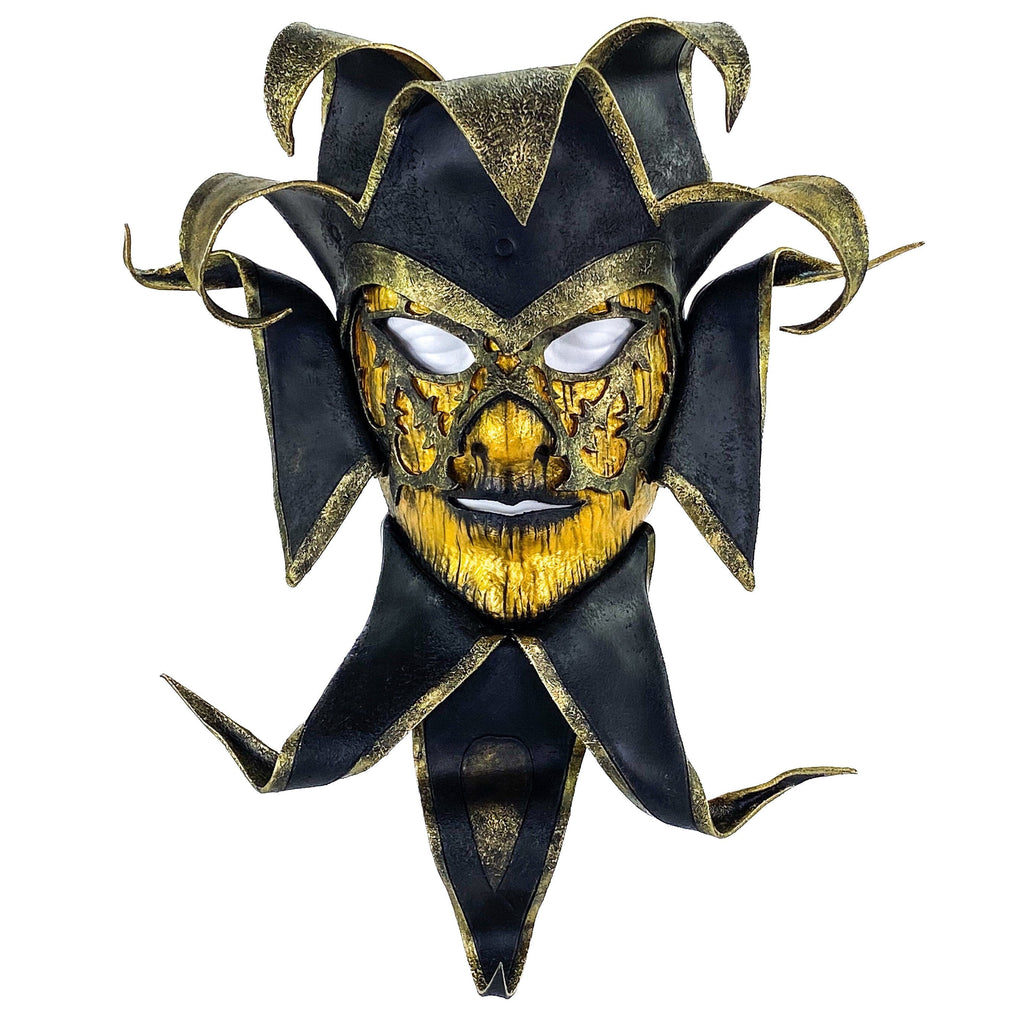 Venetian inspired Jester Mask in Gold and Black - Wearable or Wall Art Rockwell Masks