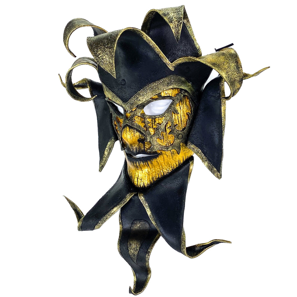 Venetian inspired Jester Mask in Gold and Black - Wearable or Wall Art Rockwell Masks