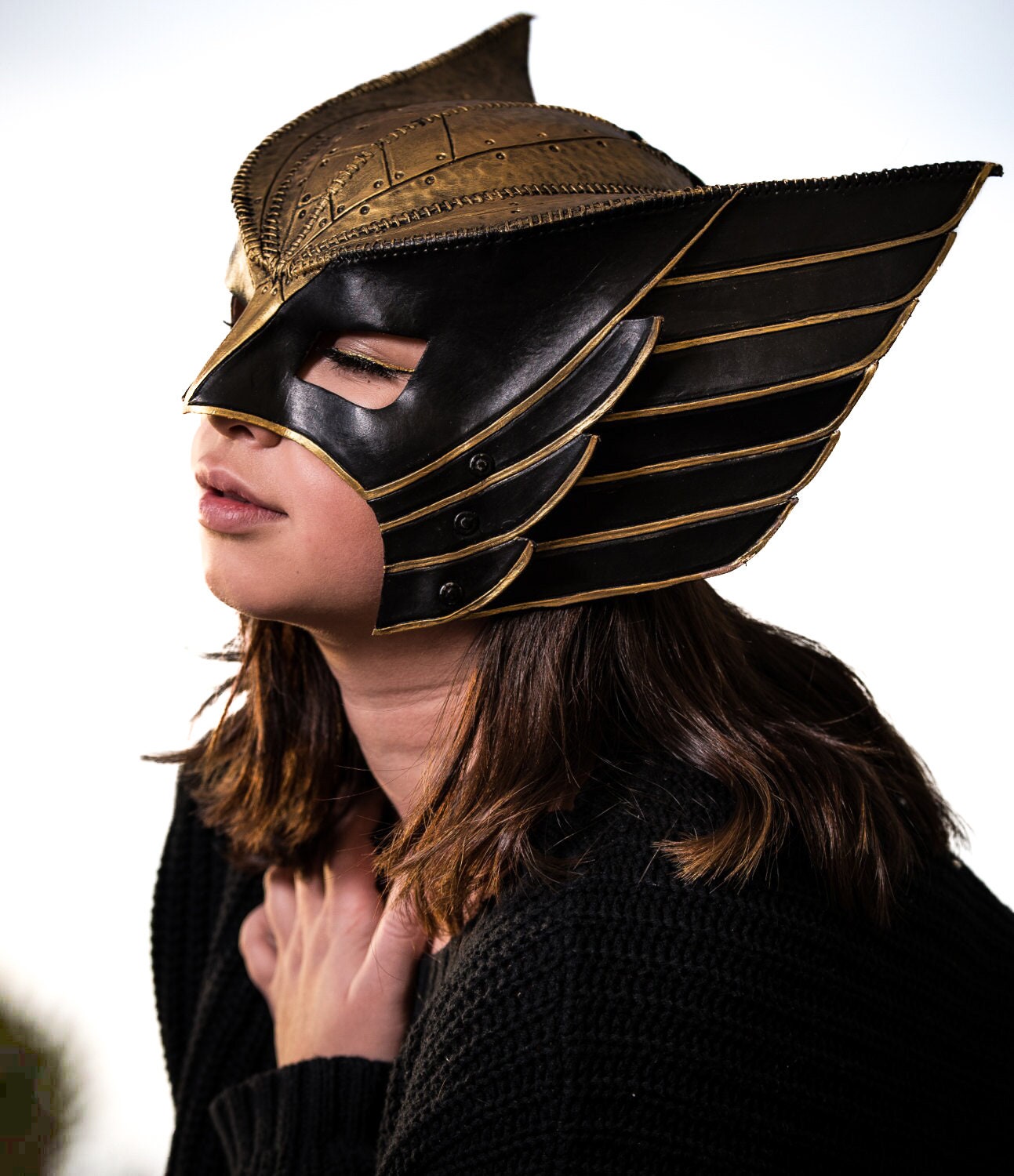 Winged Helmet Genuine Leather Mask Rockwell Masks