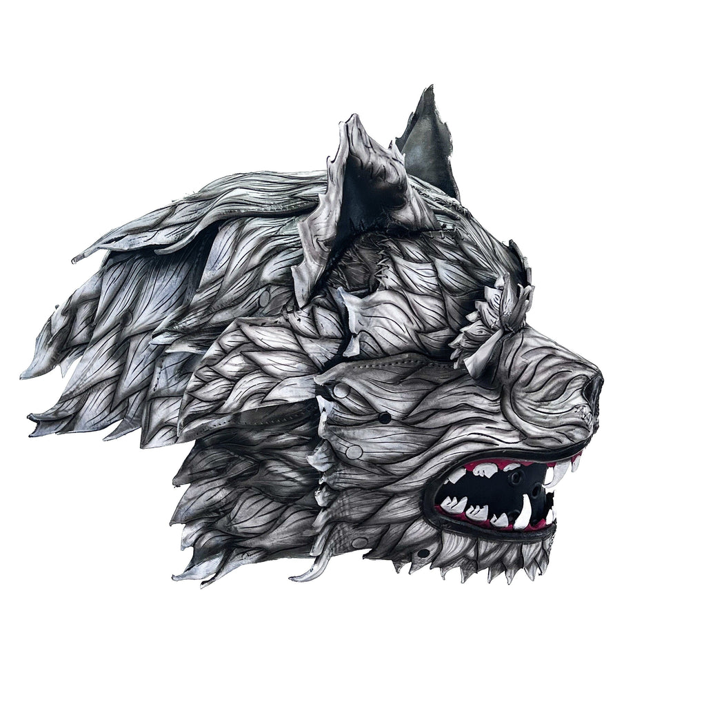 The Grey Lycan - Handmade Genuine Leather Helmet Mask Rockwell Masks