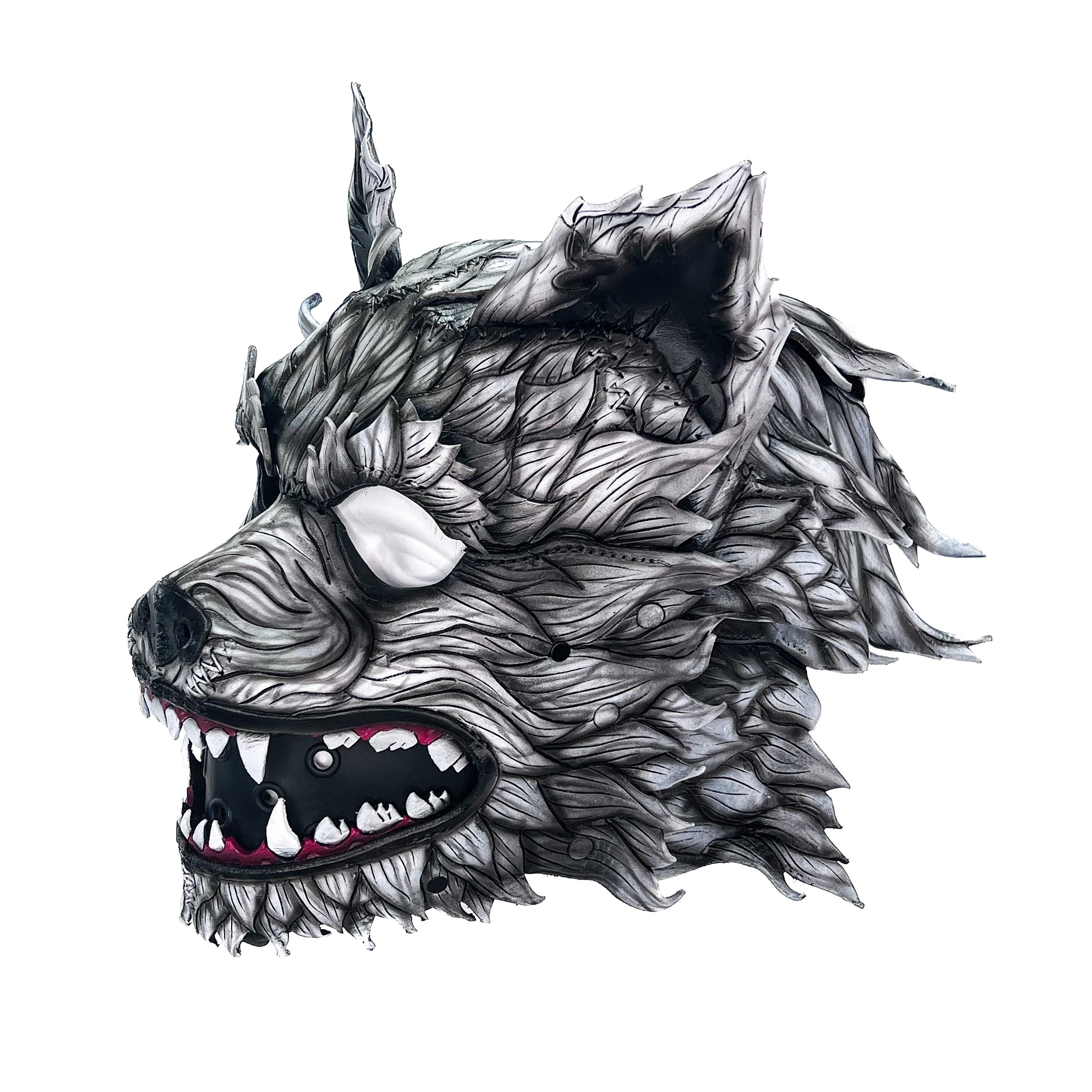 The Grey Lycan - Handmade Genuine Leather Helmet Mask Rockwell Masks