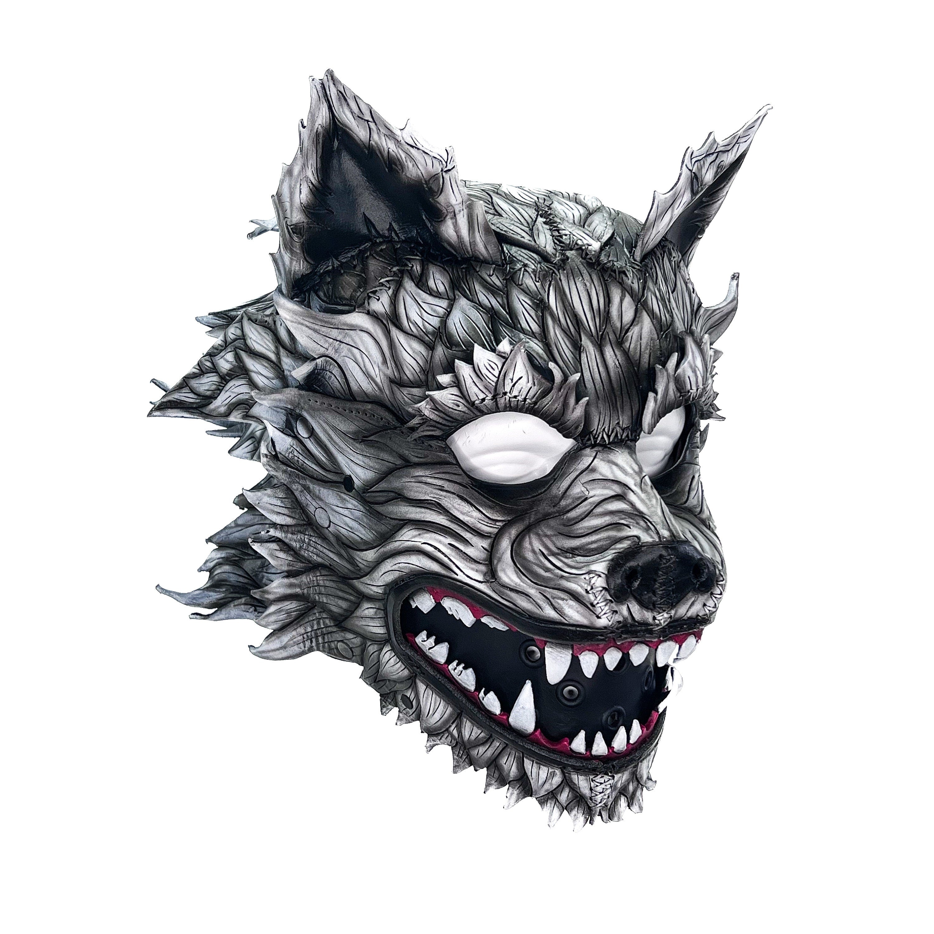 The Grey Lycan - Handmade Genuine Leather Helmet Mask Rockwell Masks