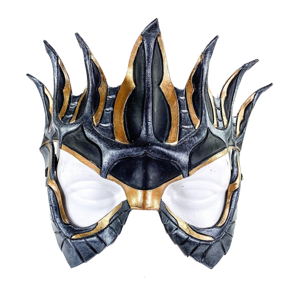 Masquerade Crown Mask of Handmade Genuine Leather in Metallics Rockwell Masks