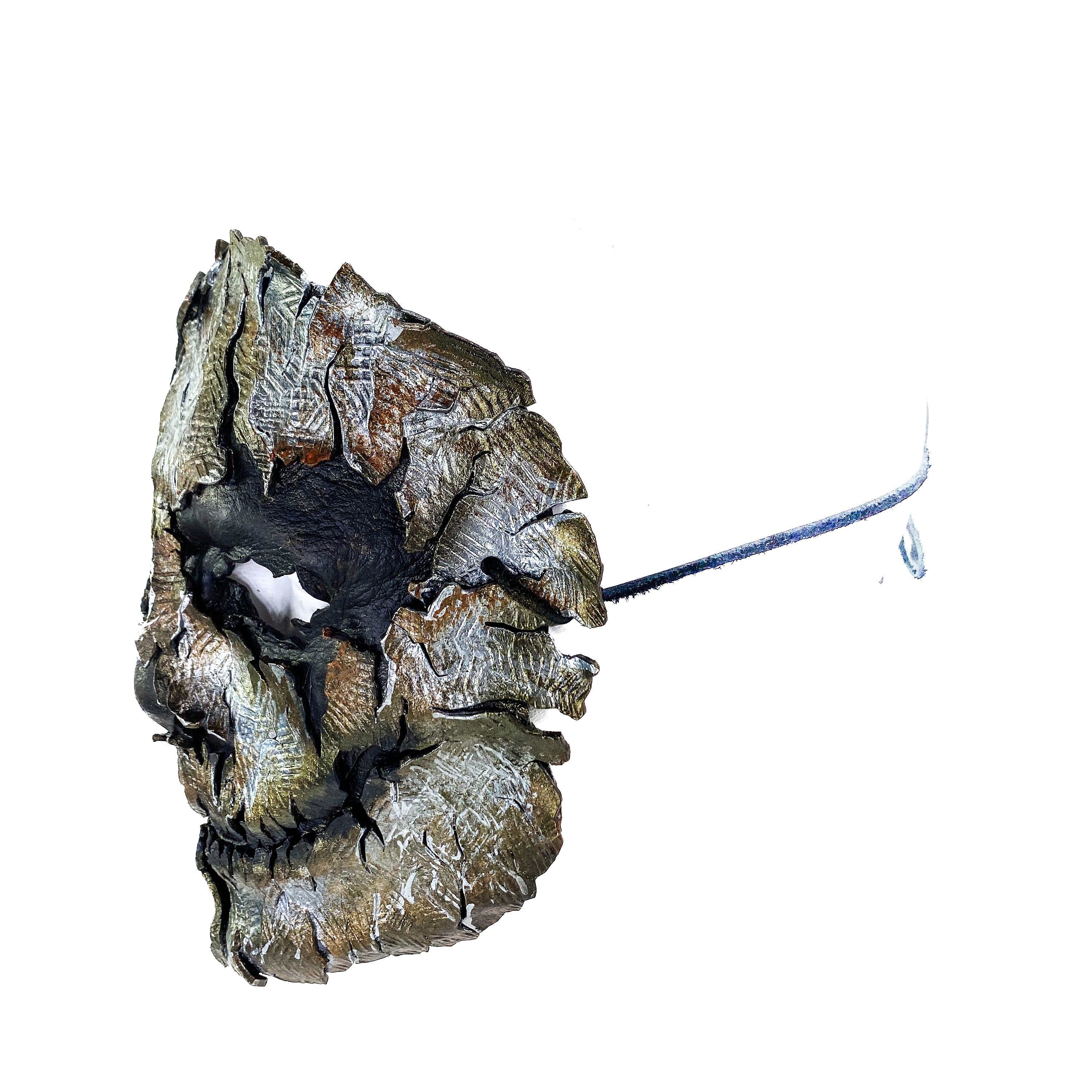 Genuine Leather Mask - Shattered Metal Paint - Handmade Full Face Cover for Halloween, Performance or Cosplay Costume Rockwell Masks