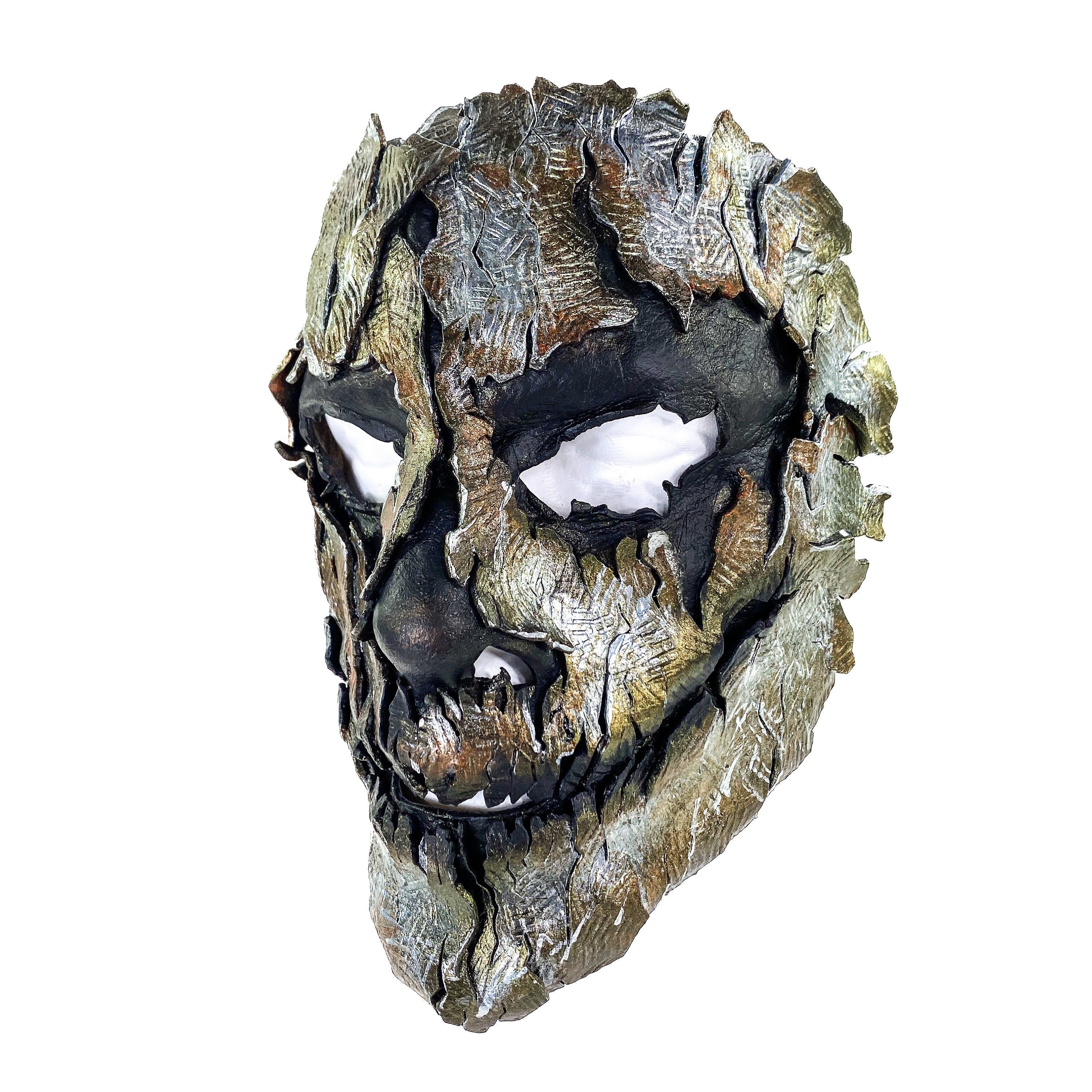 Genuine Leather Mask - Shattered Metal Paint - Handmade Full Face Cover for Halloween, Performance or Cosplay Costume Rockwell Masks